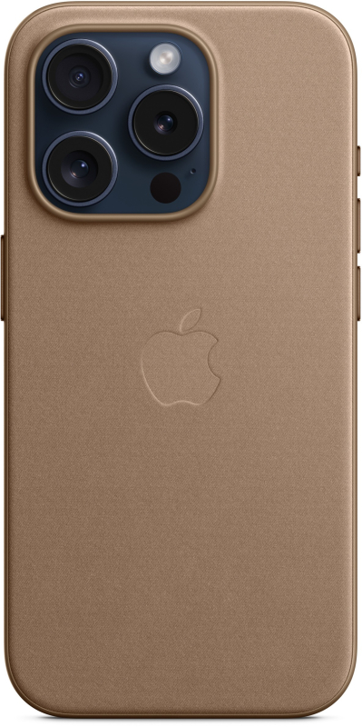На фото изображено Чехол Apple MagSafe FineWoven для iPhone 15 Pro, Серо-коричневый