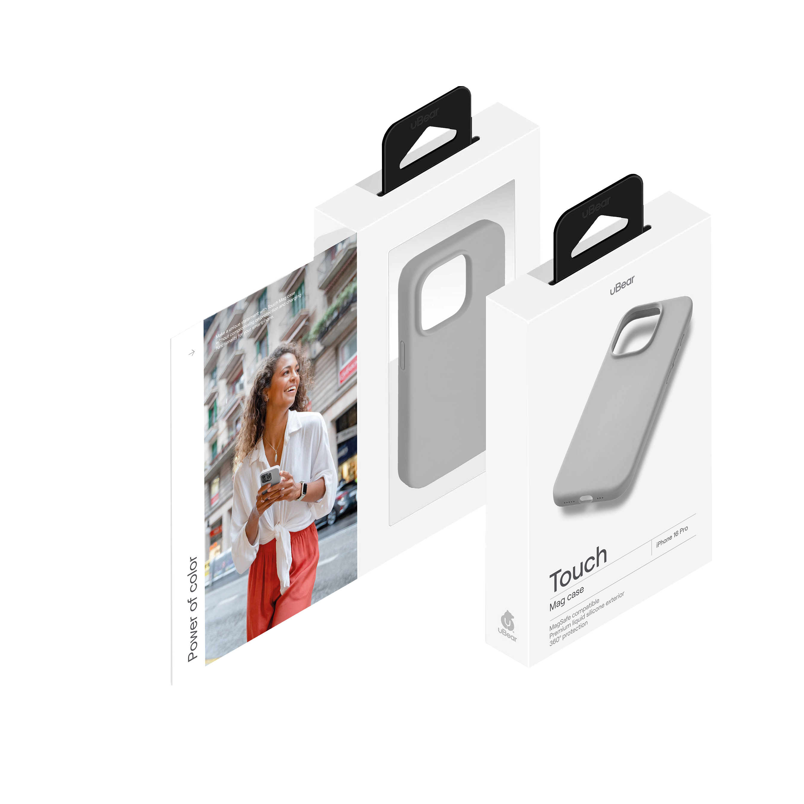 На фото изображено Чехол защитный uBear Touch Mag Case для iPhone 16 Pro, светло-серый