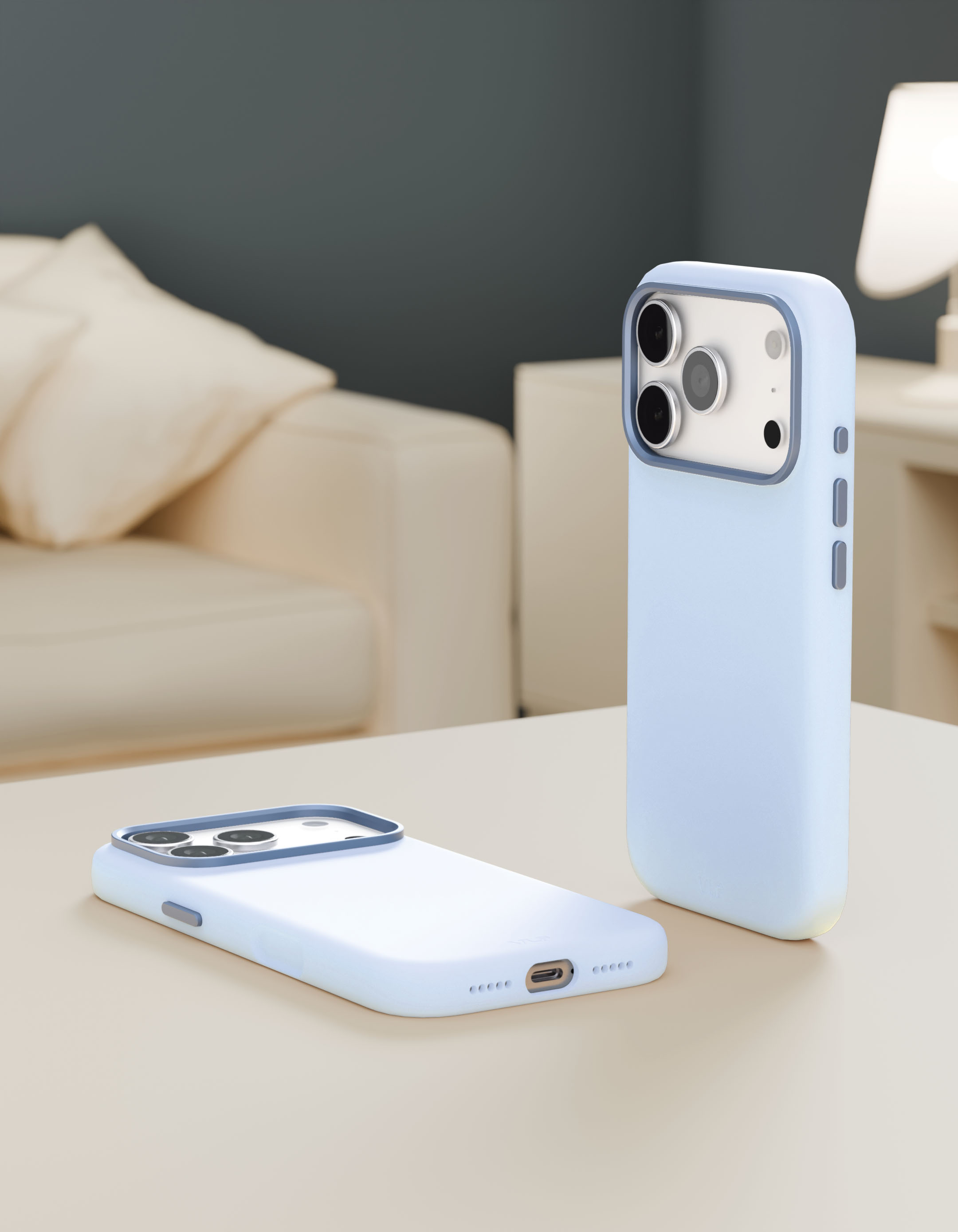 На фото изображено Чехол защитный VLP Aster Pro Case с MagSafe для iPhone 17 Pro, голубой