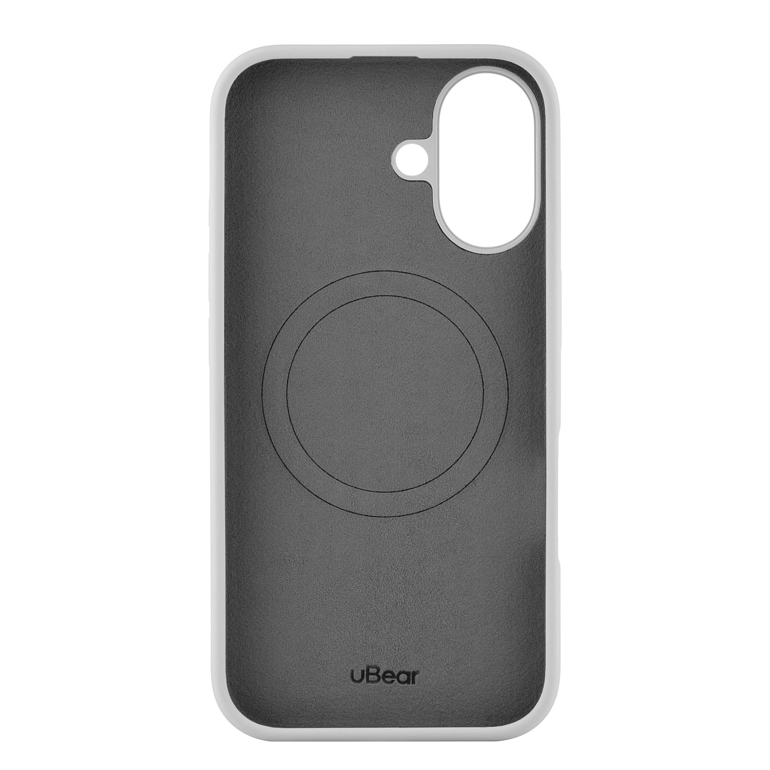 На фото изображено Чехол защитный uBear Touch Mag Case для iPhone 16, светло-серый