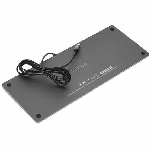 На фото изображено Клавиатура Satechi Slim W1 USB-C Wired Keyboard-RU, серый космос