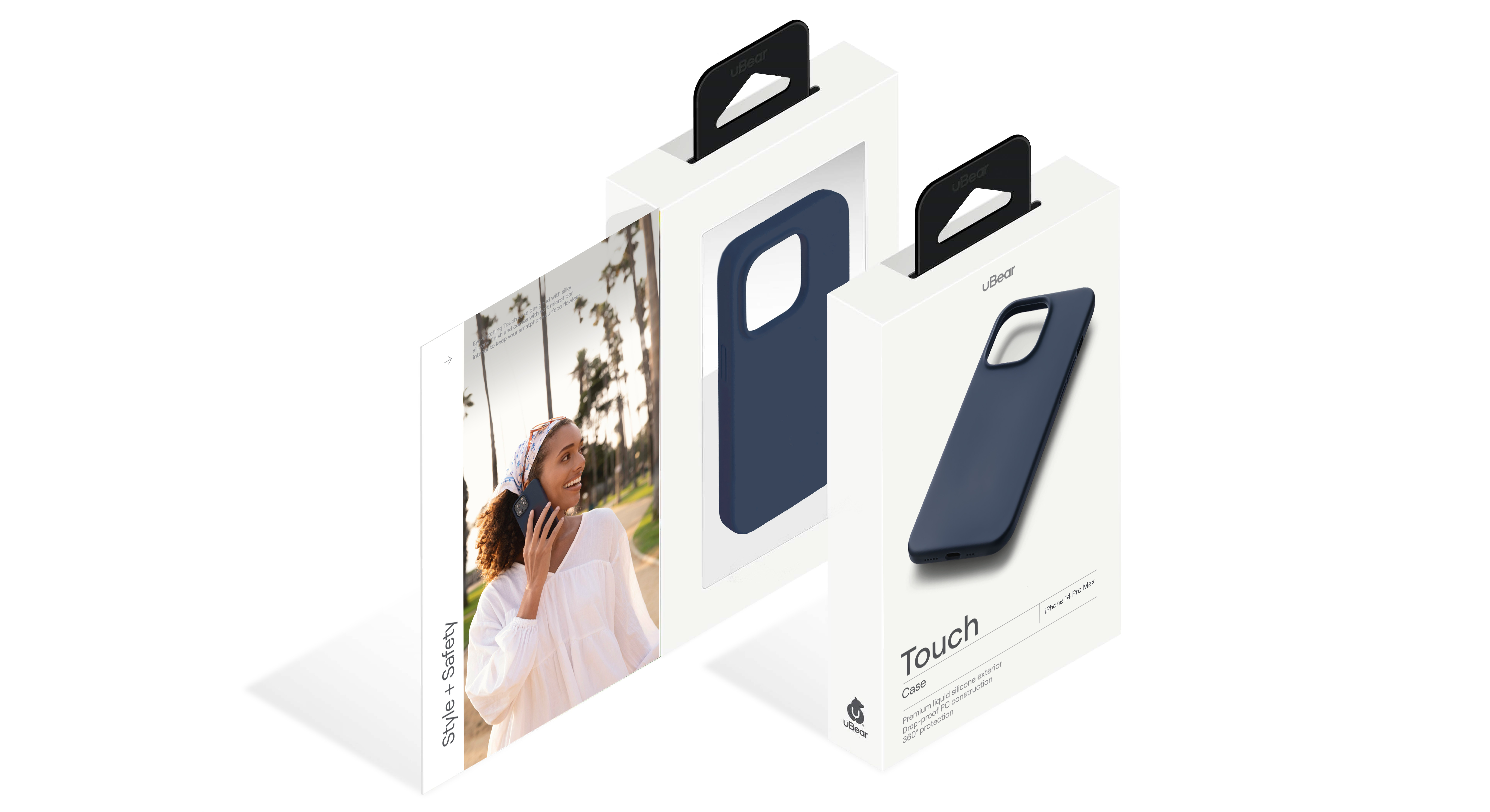 На фото изображено Чехол защитный uBear Touch Case для iPhone 14 Pro Max, тёмно-синий