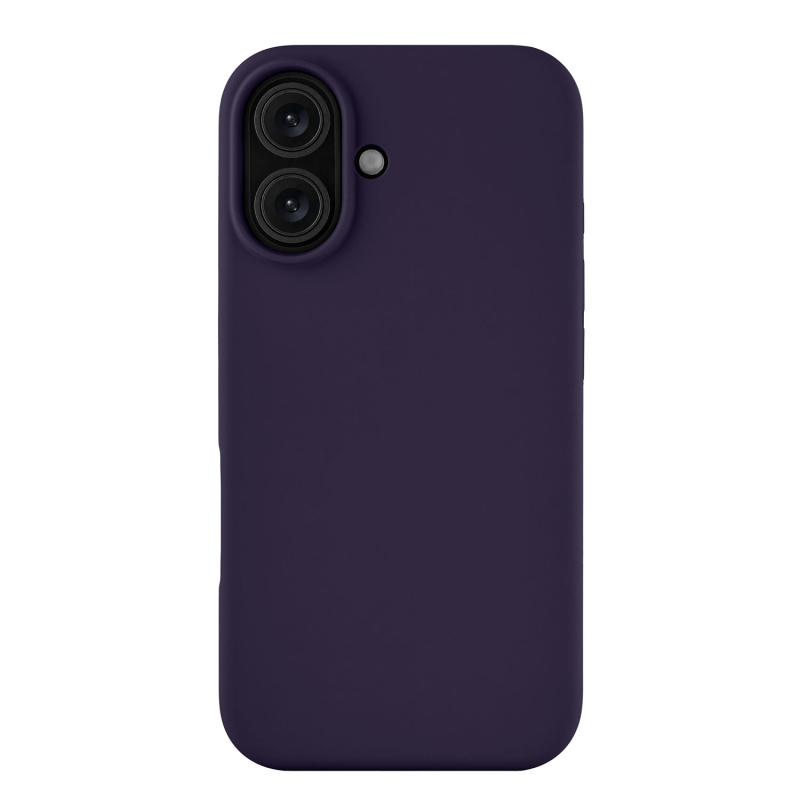 На фото изображено Чехол защитный uBear Touch Mag Case для iPhone 16, темно-фиолетовый