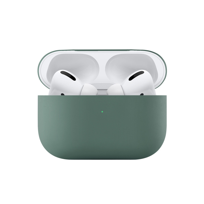 На фото изображено Ультратонкий силиконовый чехол uBear Touch Case for AirPods Pro, зелёный