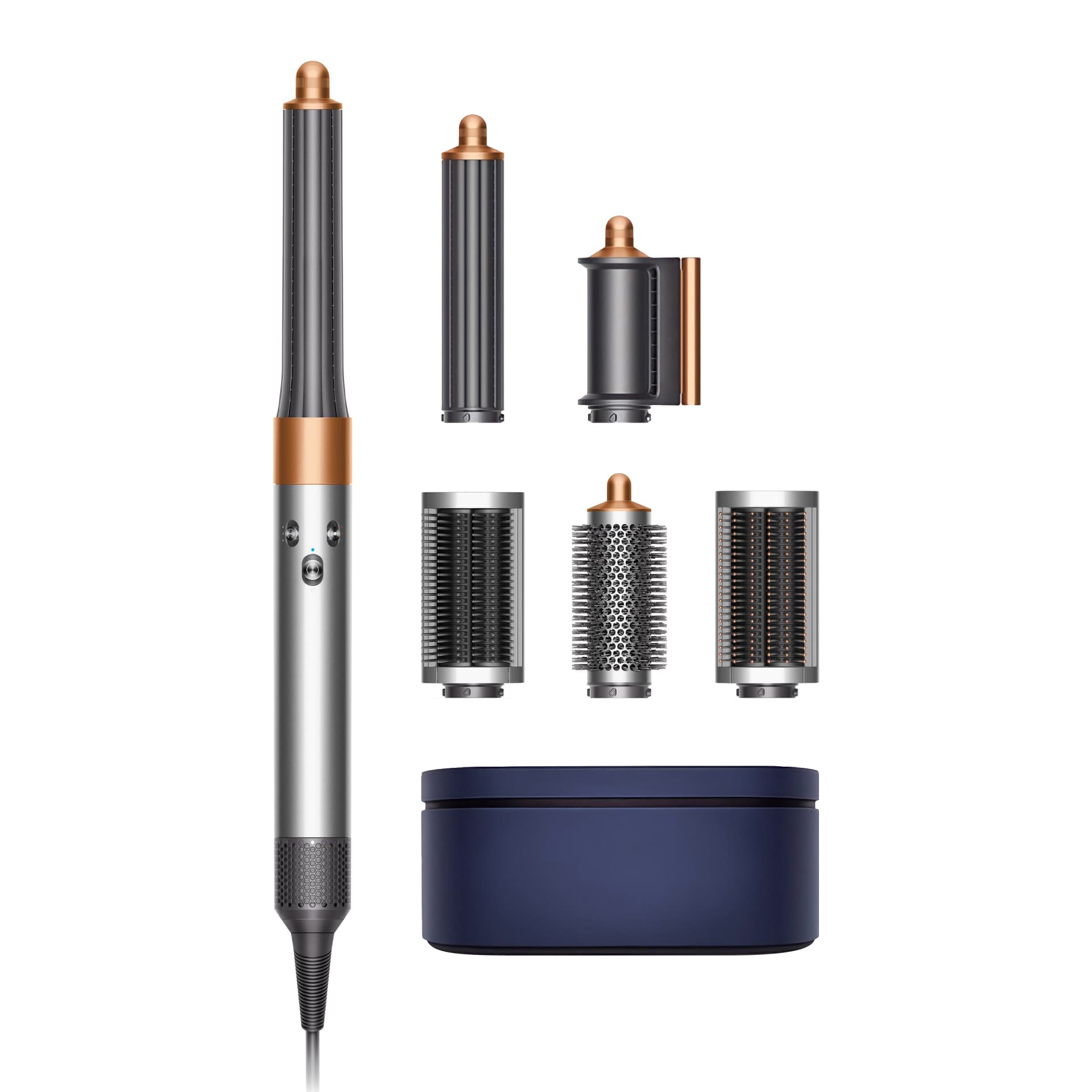 На фото изображено Стайлер Dyson Airwrap HS05 Complete Long, Nickel/Copper