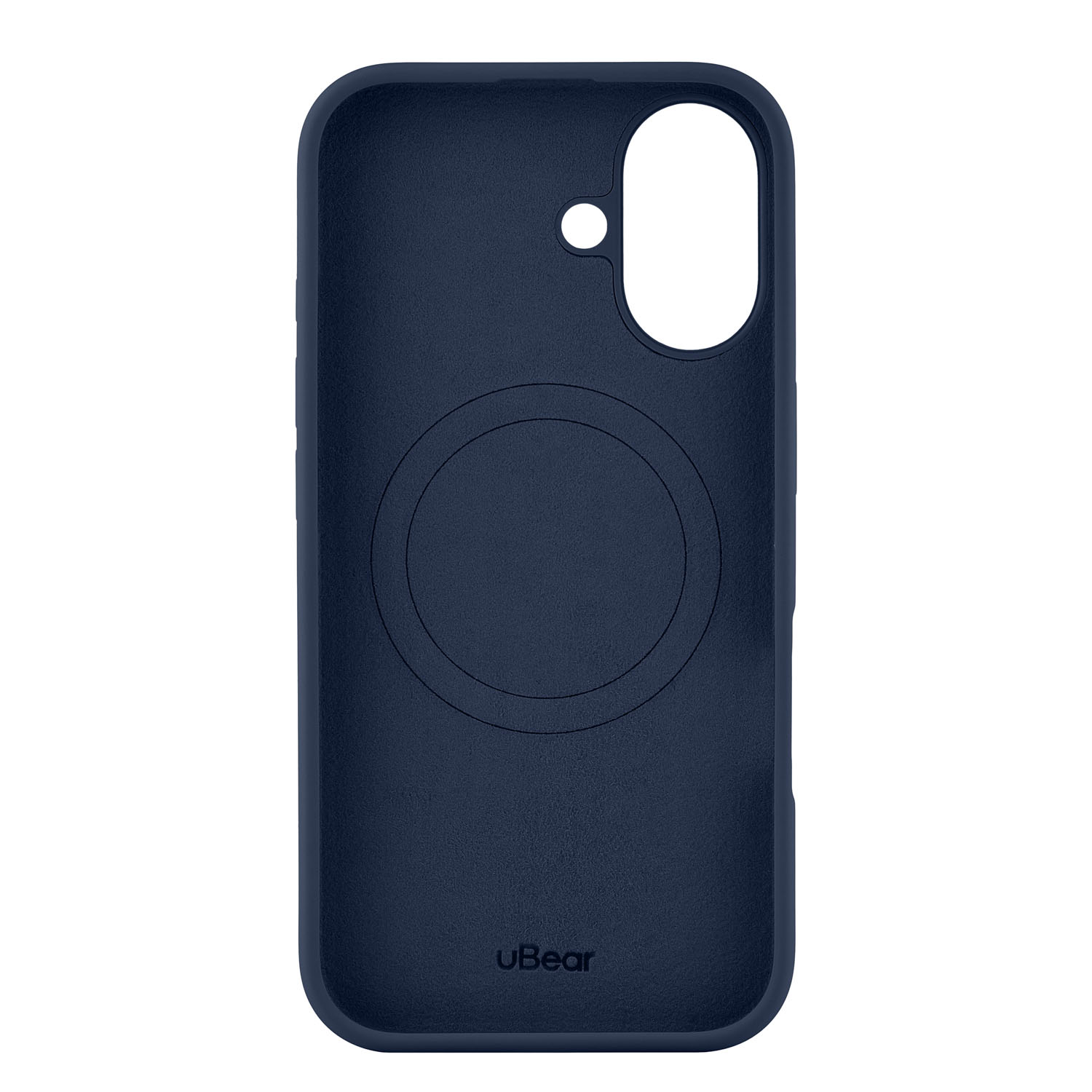 На фото изображено Чехол защитный uBear Touch Mag Case для iPhone 16, темно-синий