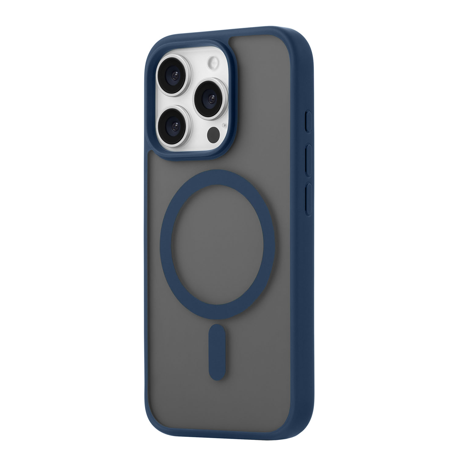 На фото изображено Чехол защитный uBear Cloud Mag Case для iPhone 16 Pro, MagSafe, синий
