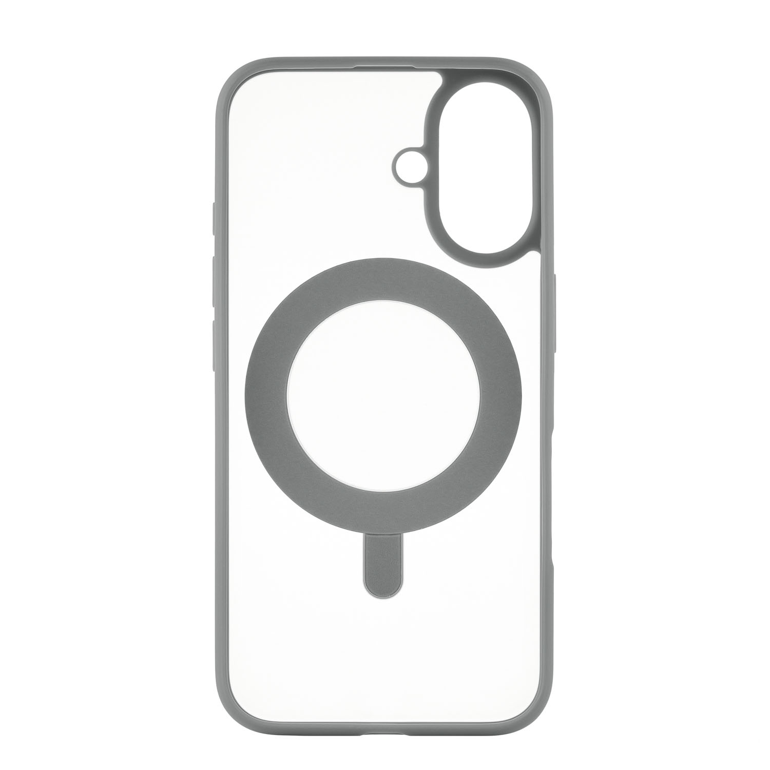На фото изображено Чехол защитный uBear Clip 360 Mag Case для iPhone 16, с магнитной подставкой, серый