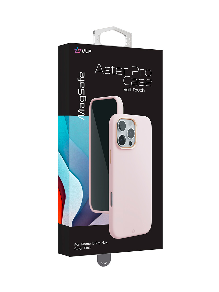 На фото изображено Чехол защитный VLP Aster Pro Case с MagSafe для iPhone 16 Pro Max, розовый
