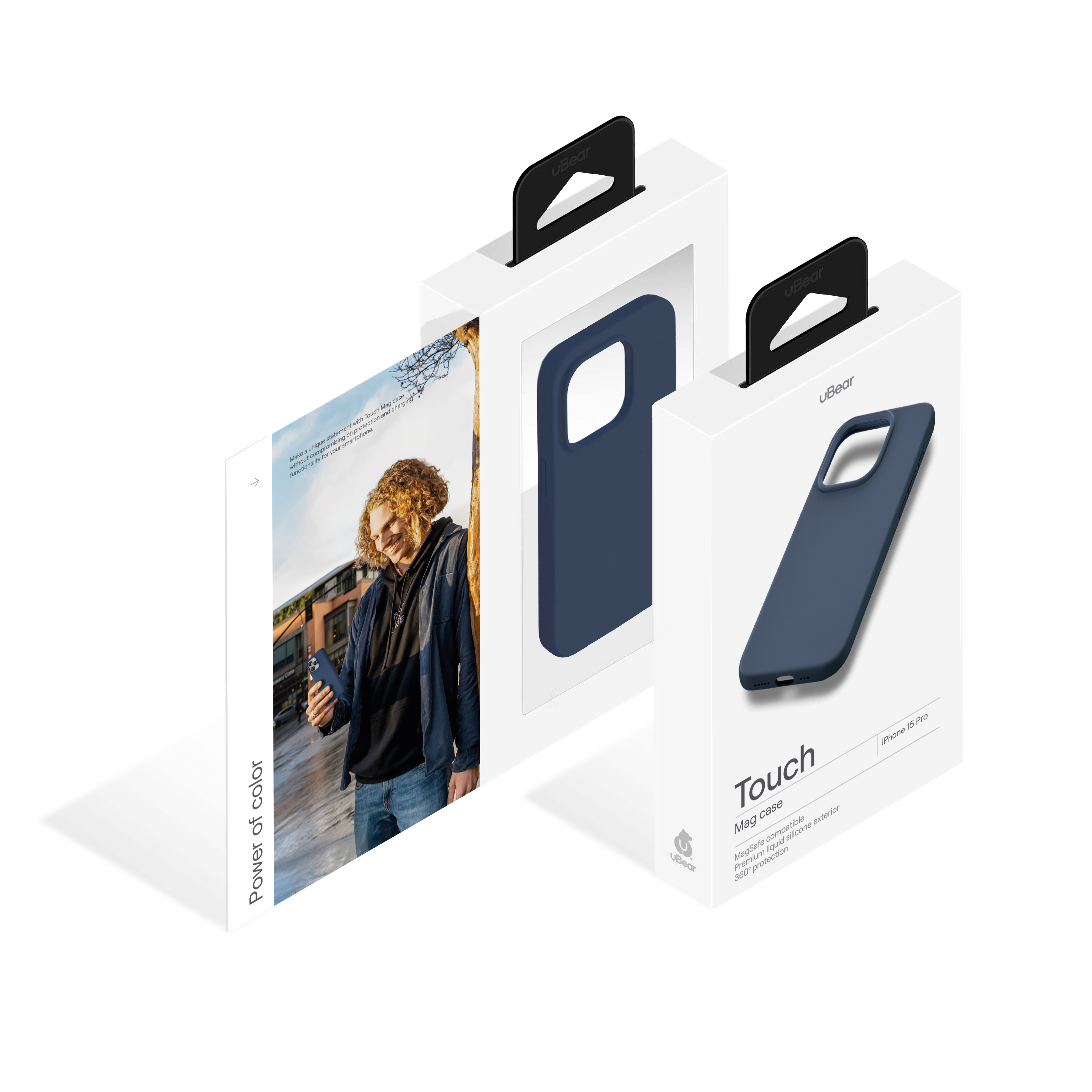 На фото изображено Чехол защитный uBear Touch Mag Case для iPhone 15 Pro, темно-синий