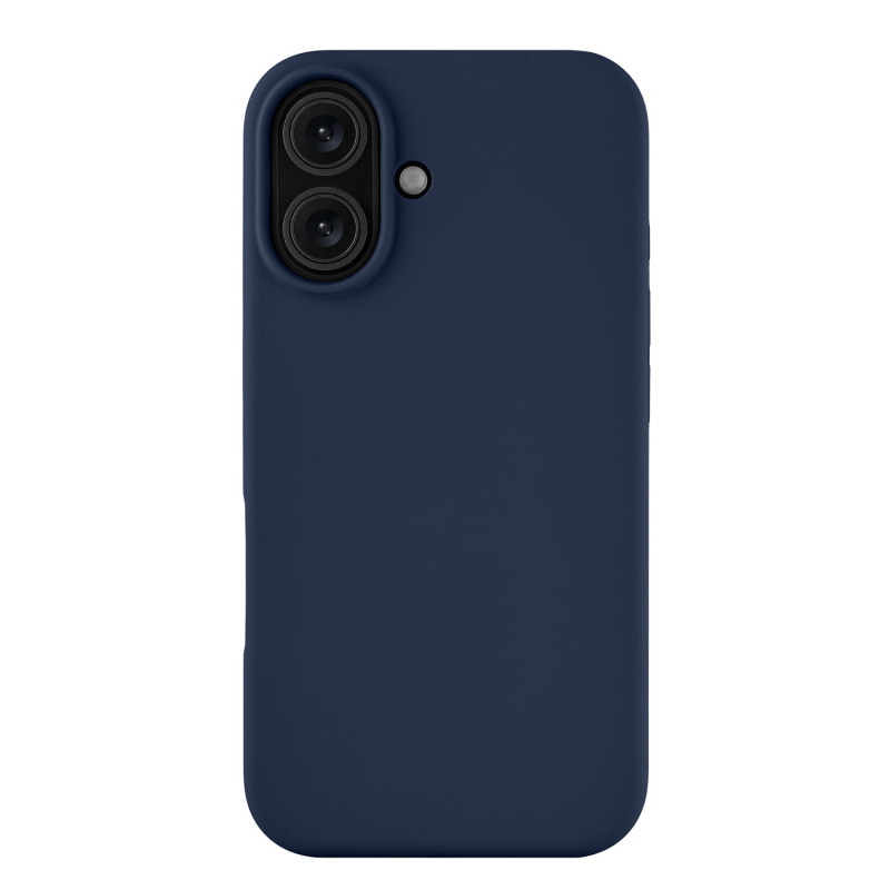 На фото изображено Чехол защитный uBear Touch Mag Case для iPhone 16, темно-синий