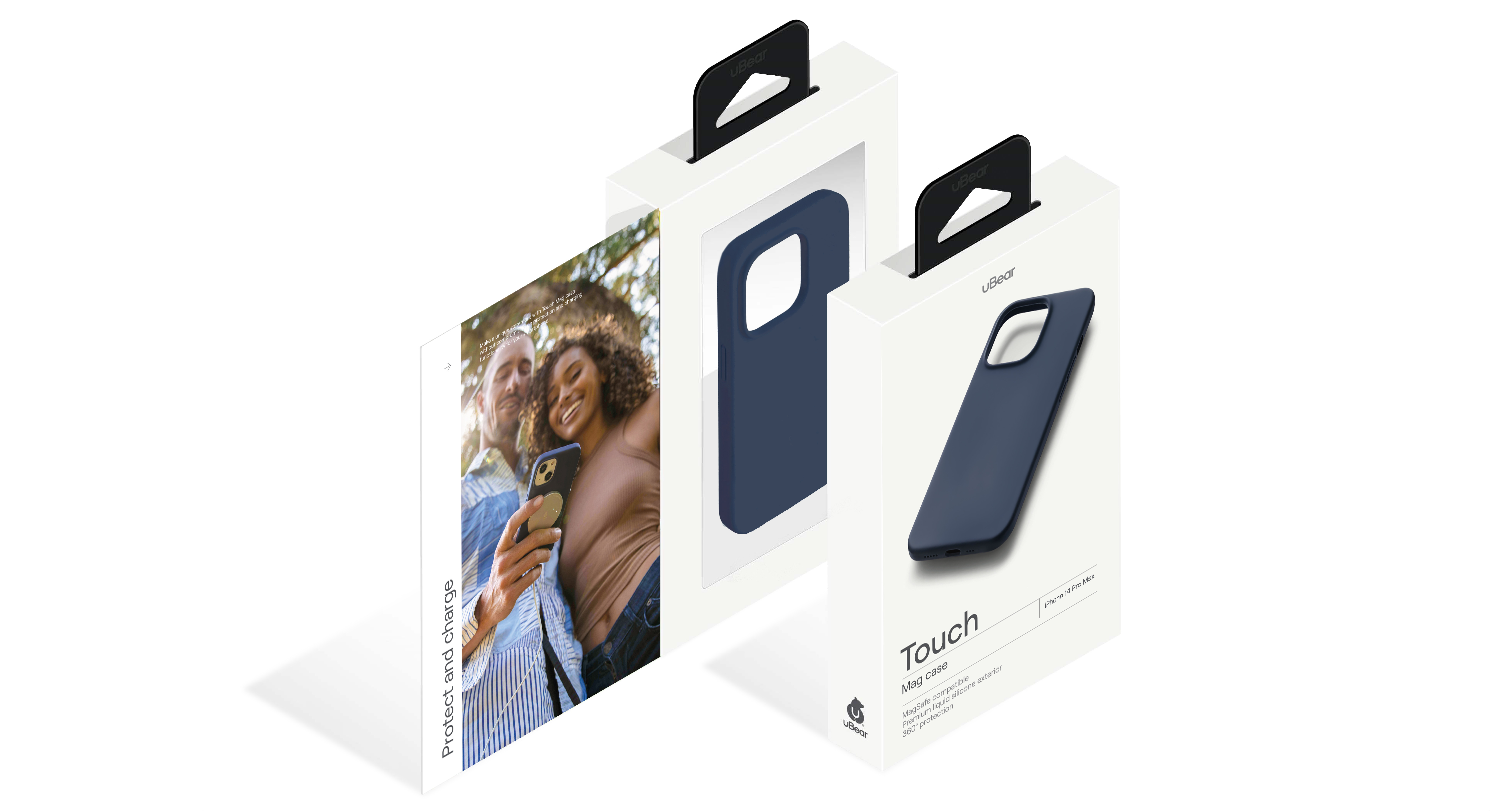 На фото изображено Чехол защитный uBear Touch Mag Case для iPhone 14 Pro Max, тёмно-синий
