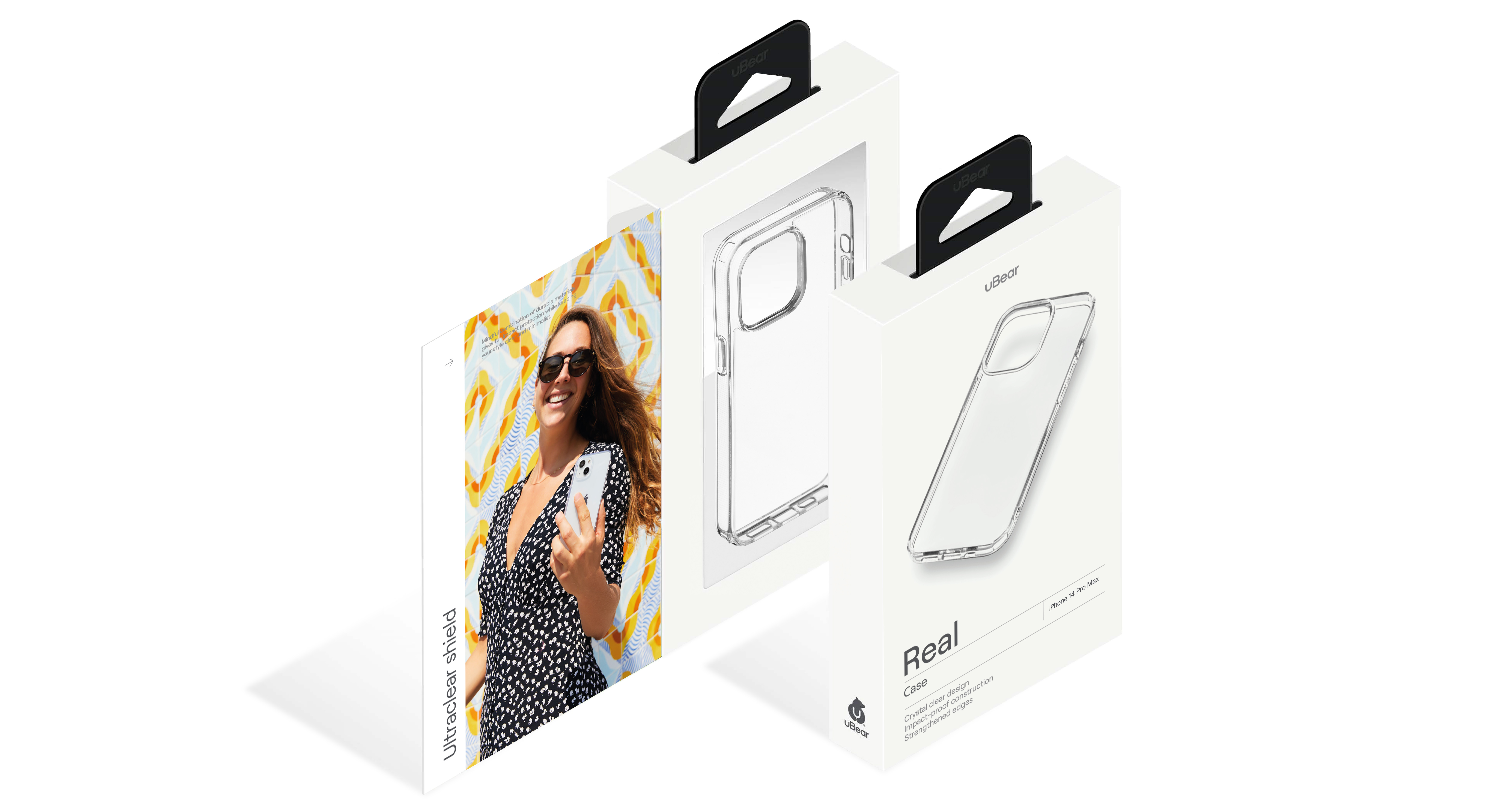 На фото изображено Чехол защитный uBear Real Case для iPhone 14 Pro Max, прозрачный