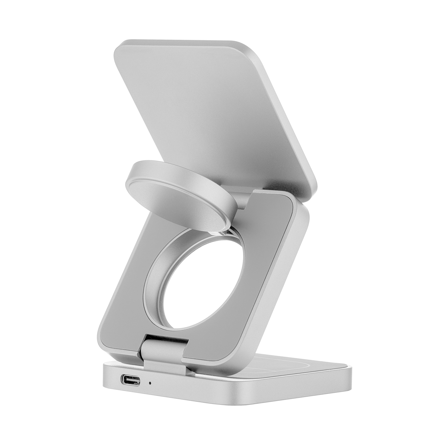 На фото изображено Беспроводное зарядное устройство uBear Balance с поддержкой MagSafe, серебристый