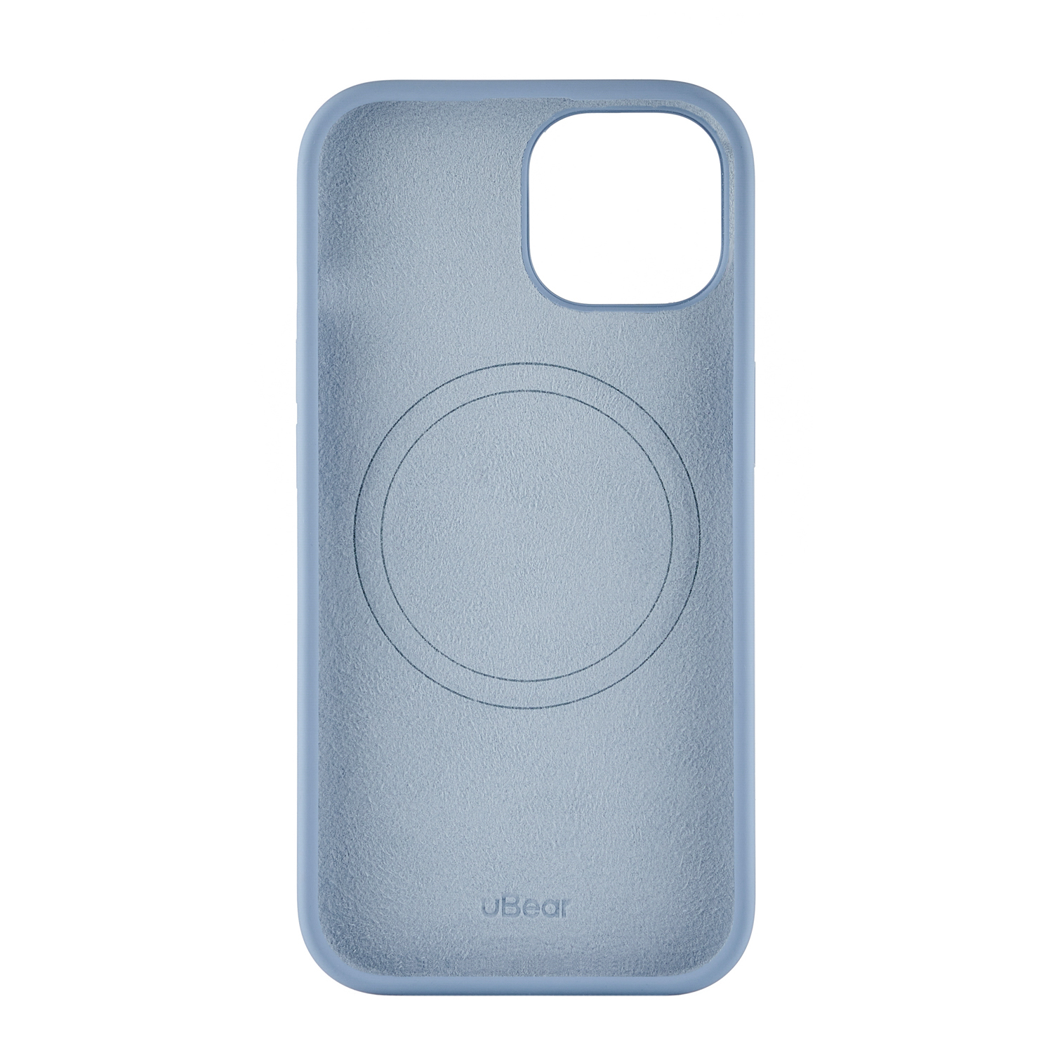 На фото изображено Чехол защитный uBear Touch Mag Case для iPhone 15, голубой