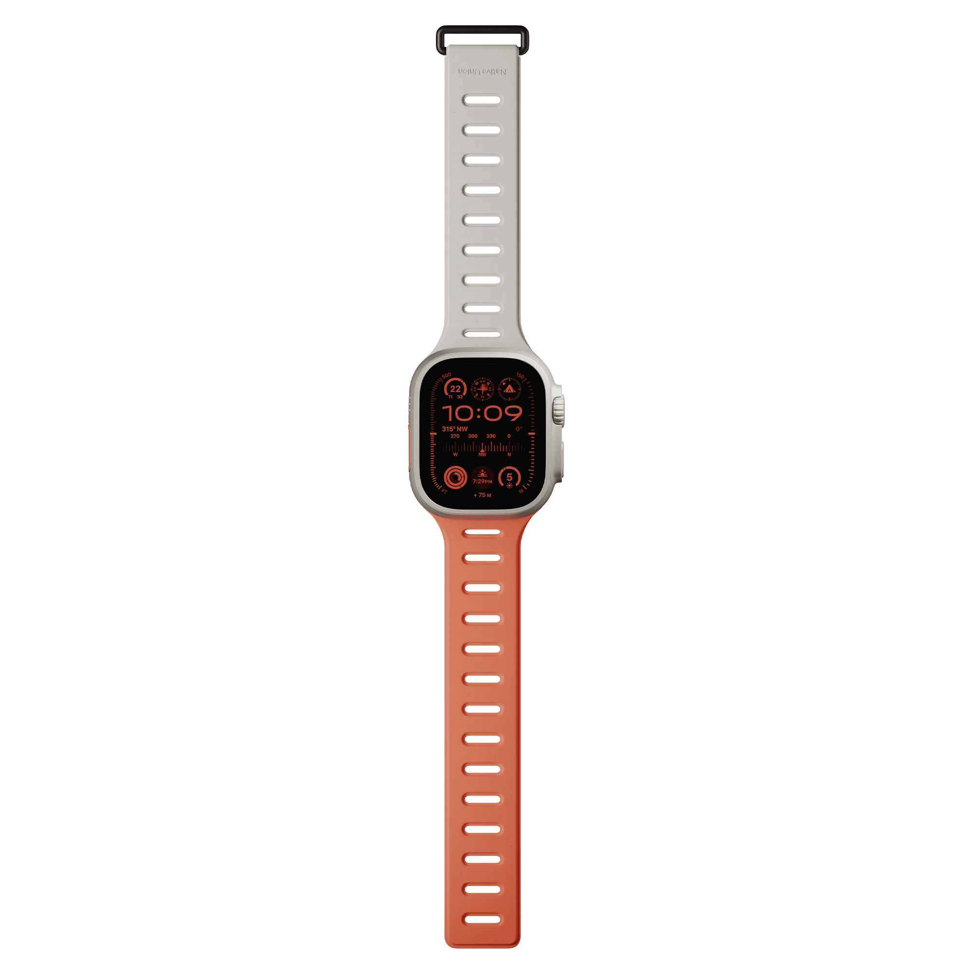 На фото изображено Ремешок Native Union для Apple Watch Magnetic 42/44/45/49мм, оранжевый/серый