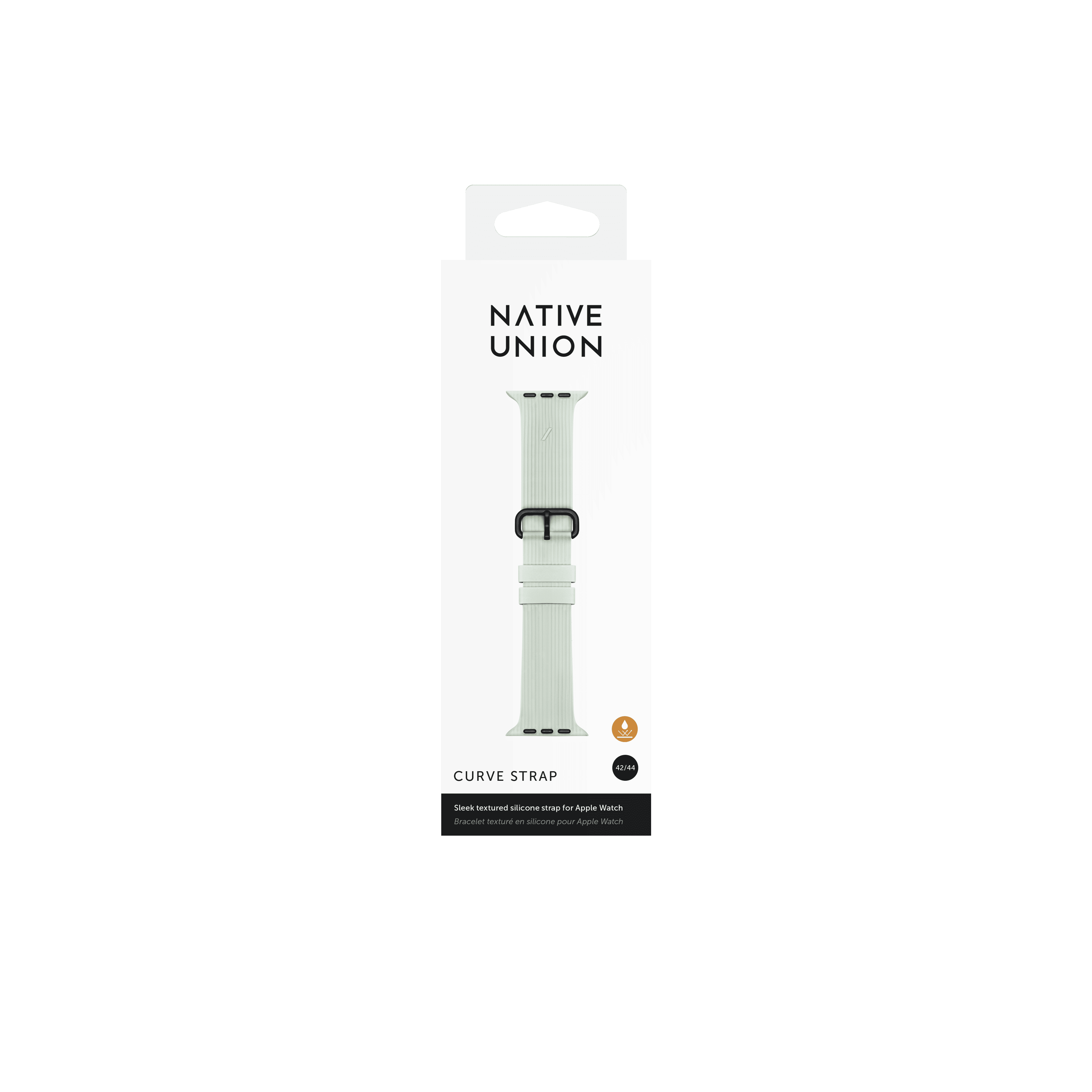 На фото изображено Ремешок Native Union для Apple Watch 44мм, cиликоновый, зелёный