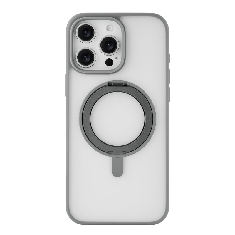На фото изображено Чехол защитный uBear Clip 360 Mag Case для iPhone 16 Pro Max, с магнитной подставкой, серый