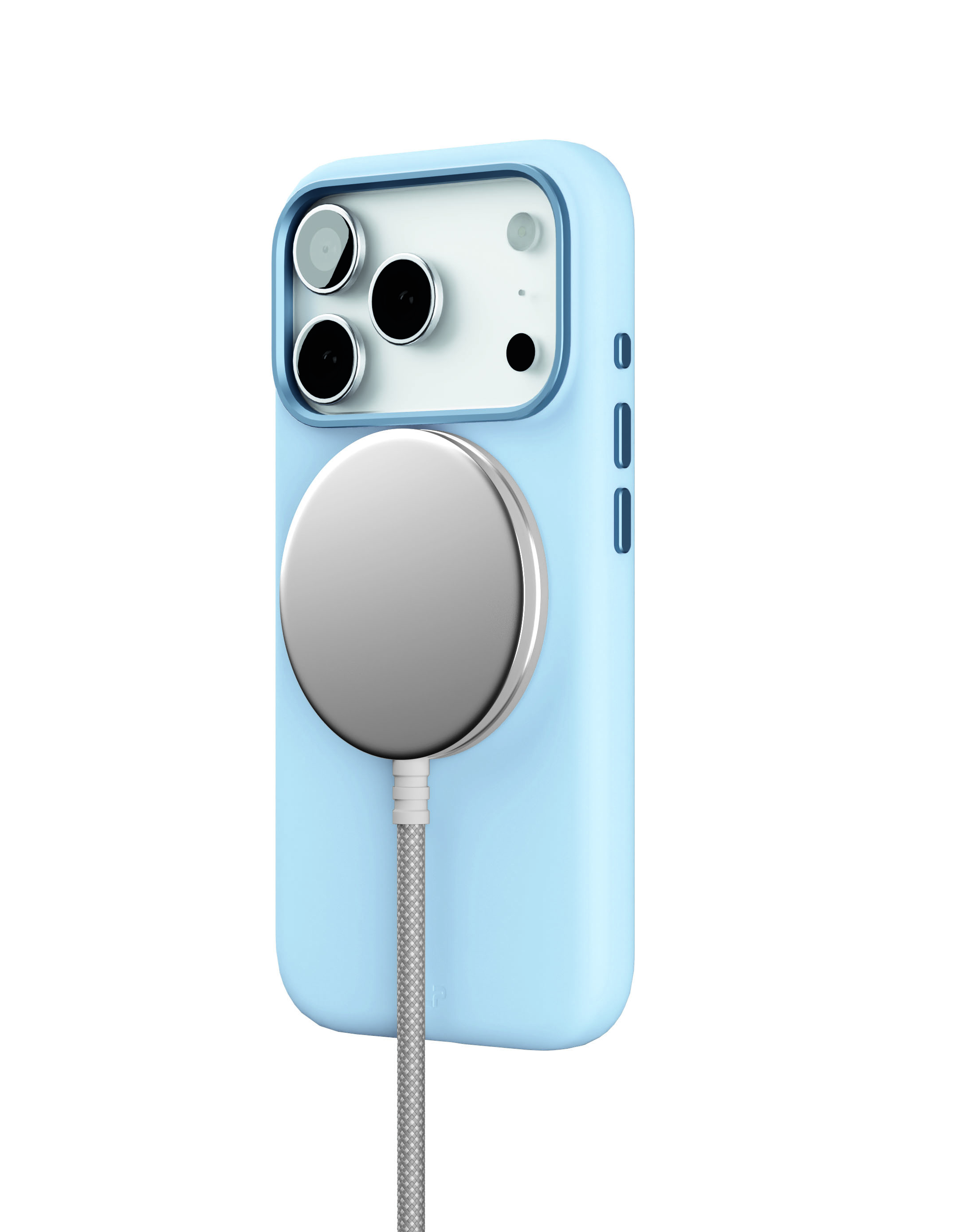 На фото изображено Чехол защитный VLP Aster Pro Case с MagSafe для iPhone 17 Pro, голубой