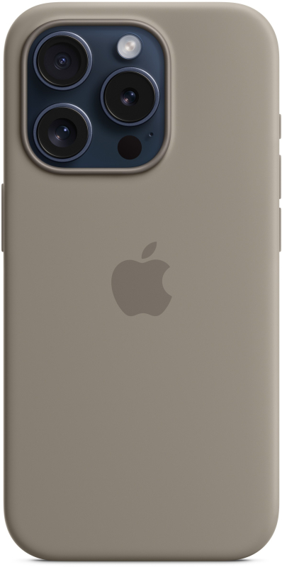 На фото изображено Чехол Apple MagSafe для iPhone 15 Pro, силикон, Платиново-серый