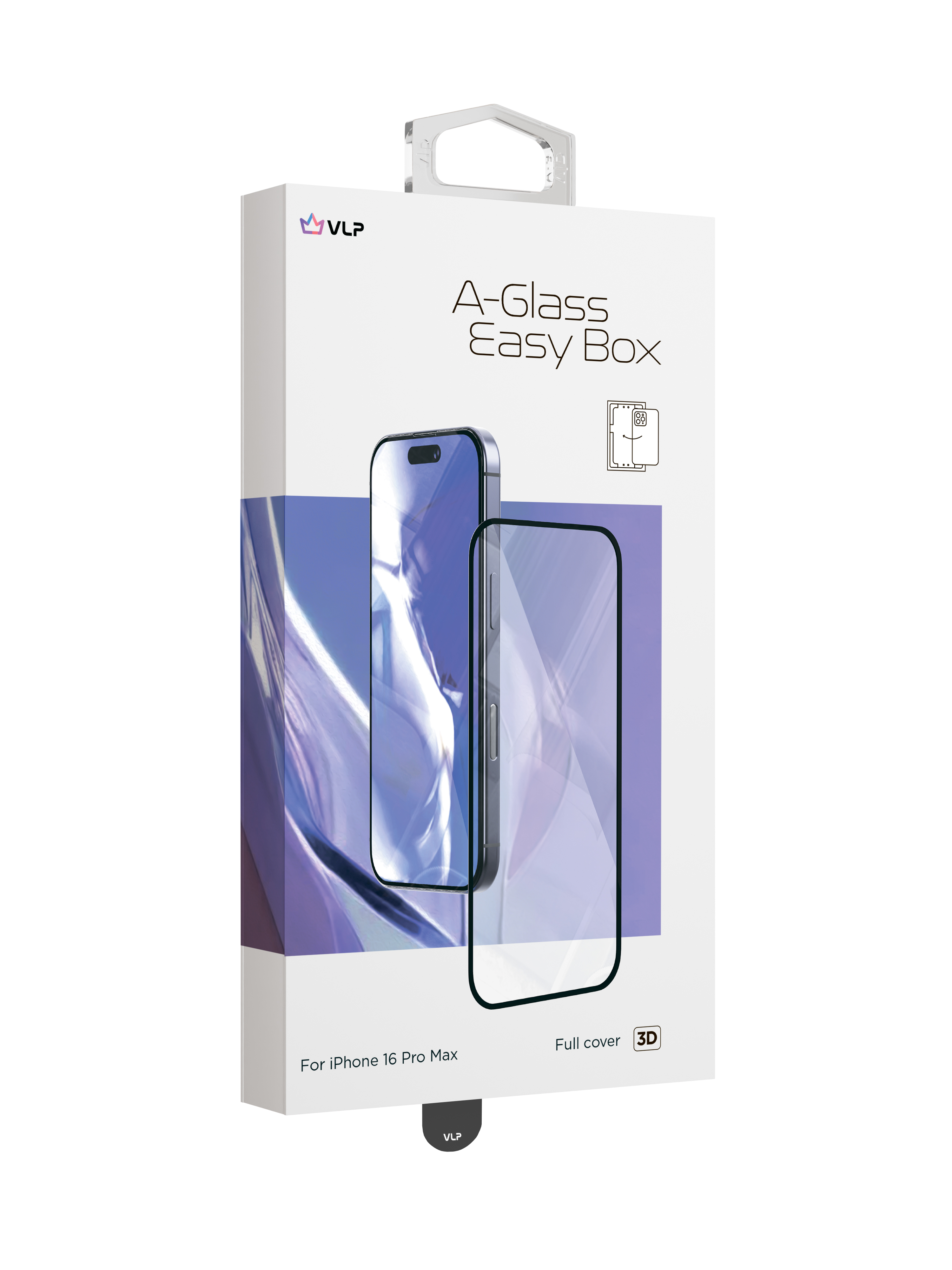 На фото изображено Стекло защитное VLP A-Glass Easy Box для iPhone 16 Pro Max