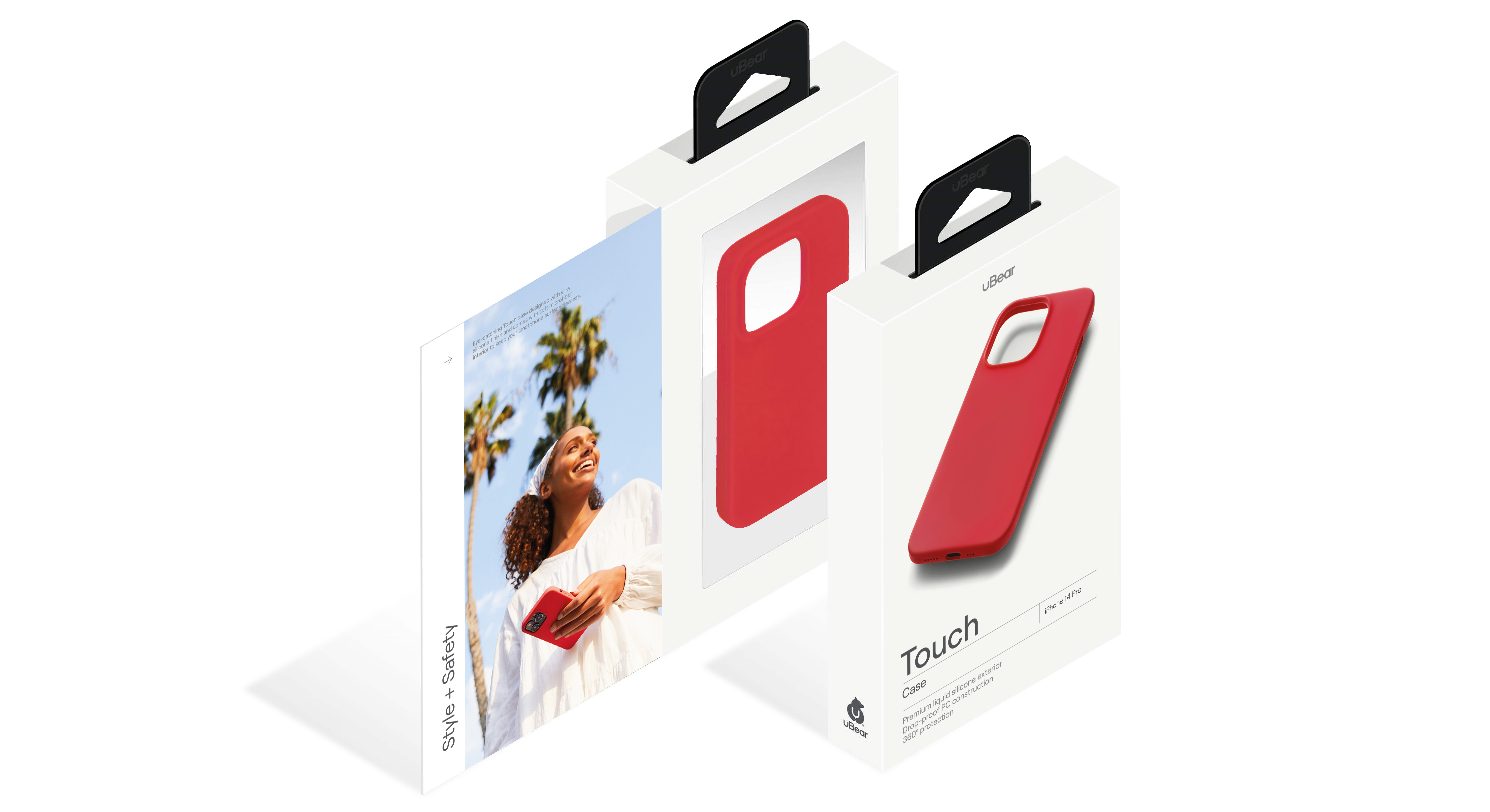 На фото изображено Чехол защитный uBear Touch Case для iPhone 14 Pro, красный