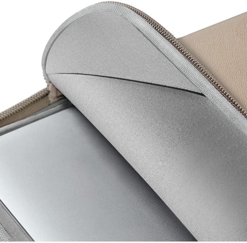 На фото изображено Чехол-сумка Uniq для ноутбуков 14" Cyprus Neoprene Laptop sleeve v2, бежевый