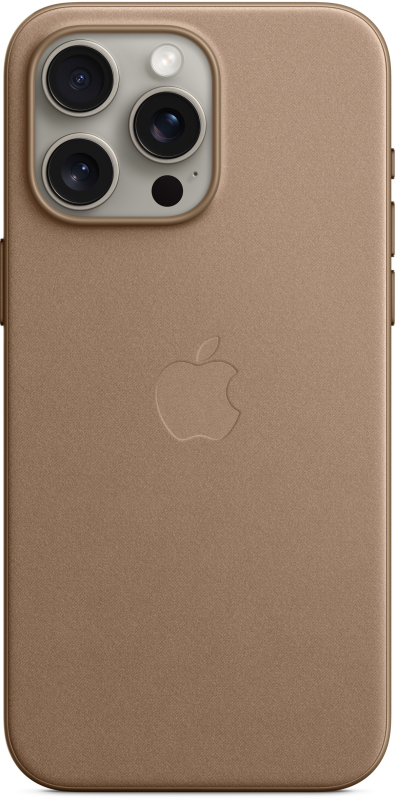 На фото изображено Чехол Apple MagSafe FineWoven для iPhone 15 Pro Max, Серо-коричневый