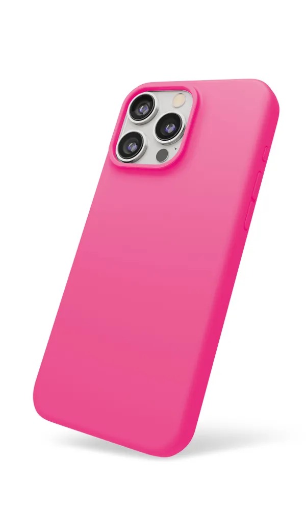 На фото изображено Чехол защитный VLP Aster Case с MagSafe для iPhone 15 Pro, неоновый розовый