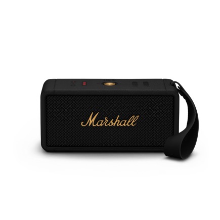 На фото изображено Портативная колонка Marshall Middleton, черный/латунь