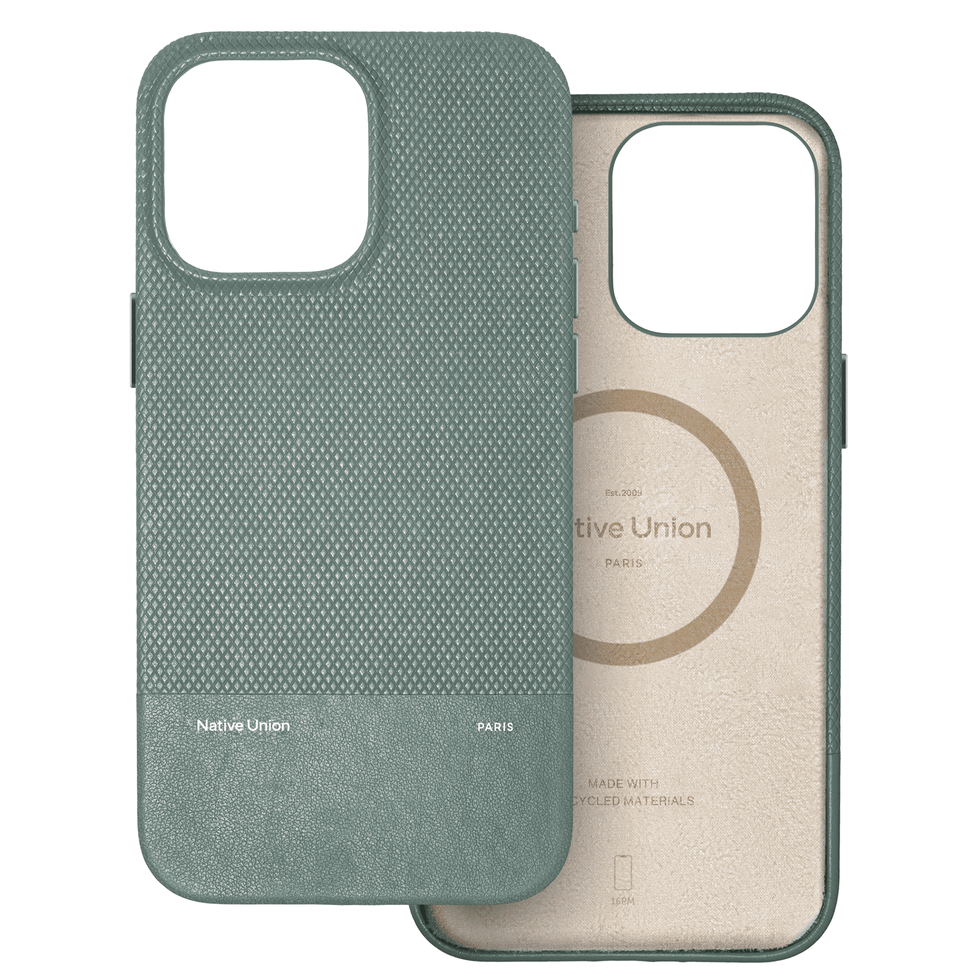 На фото изображено Чехол Native Union (RE)Classic Case MagSafe для iPhone 16 Pro Max, зеленый