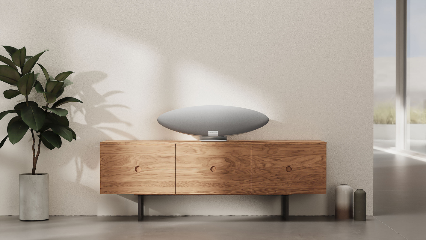 На фото изображено Акустическая система Bowers & Wilkins Zeppelin, серый