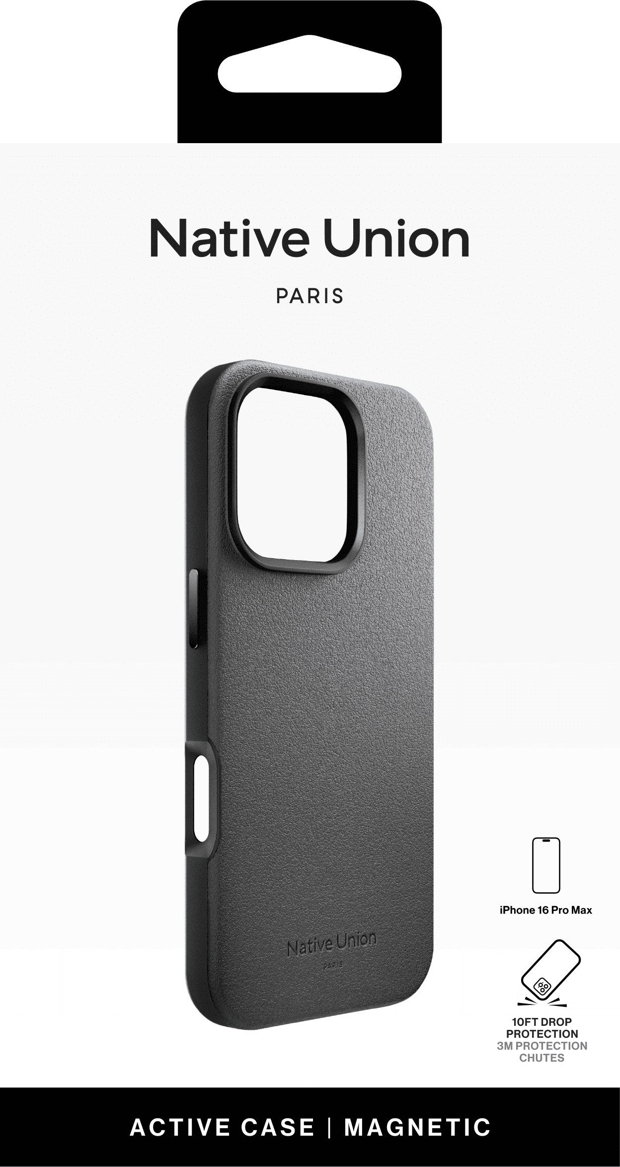 На фото изображено Чехол Native Union Active Case MagSafe для iPhone 16 Pro Max, чёрный