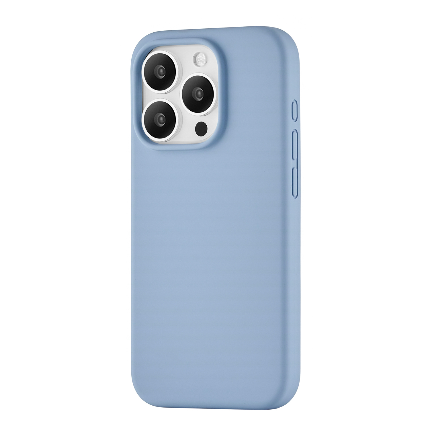 На фото изображено Чехол защитный uBear Touch Mag Case для iPhone 15 Pro, голубой