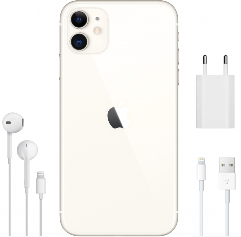 На фото изображено Apple iPhone 11, 128 ГБ, Белый