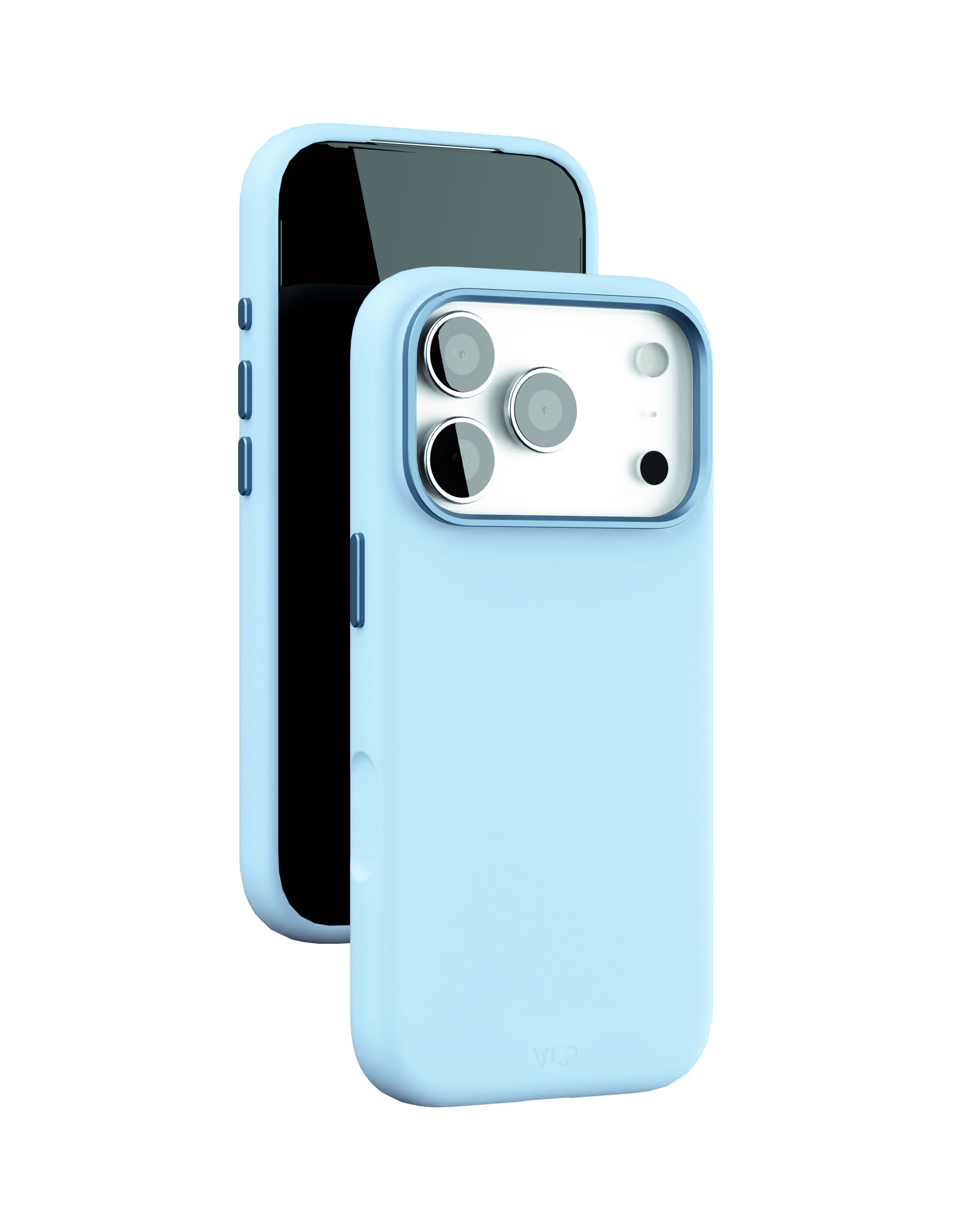 На фото изображено Чехол защитный VLP Aster Pro Case с MagSafe для iPhone 17 Pro, голубой