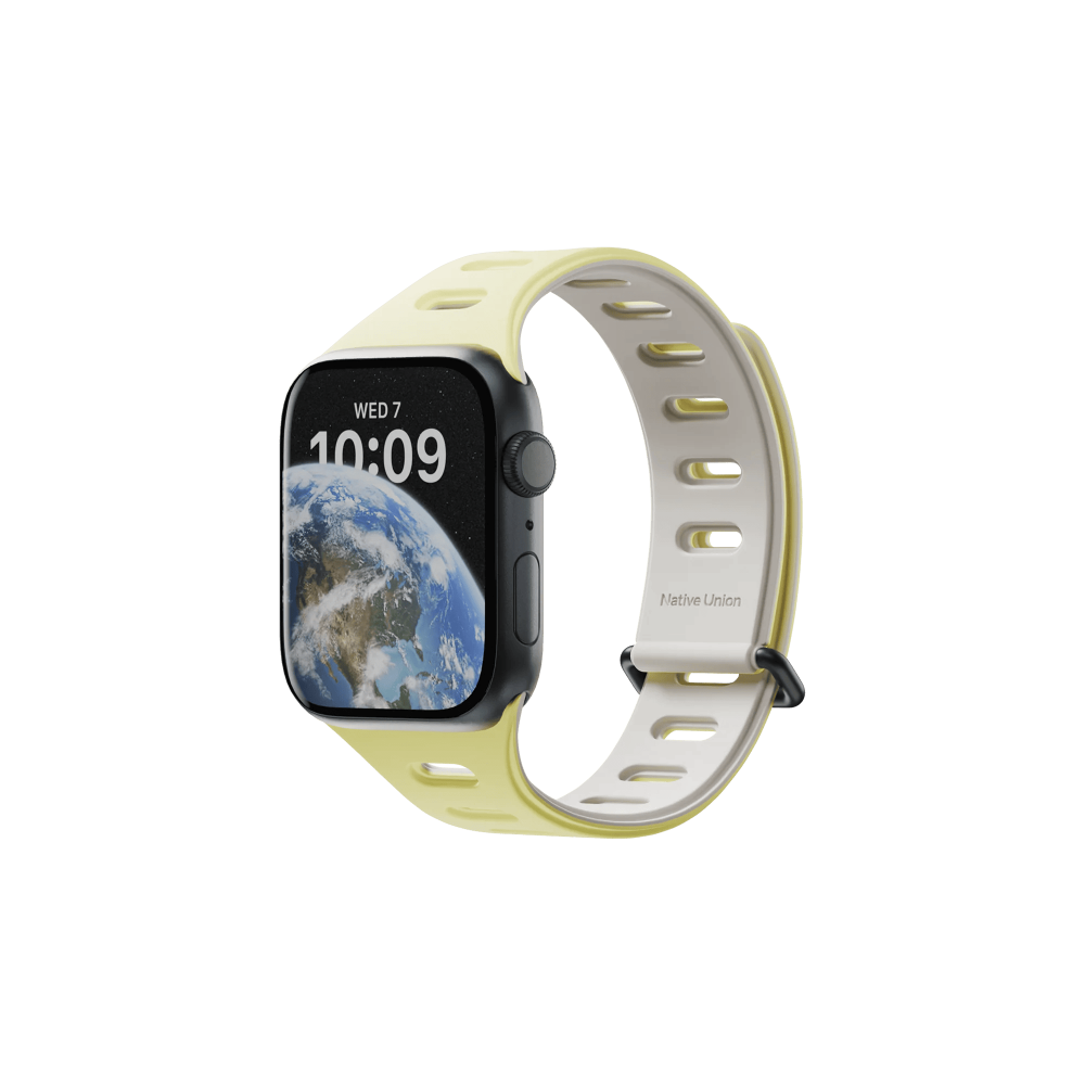 На фото изображено Ремешок Native Union для Apple Watch Magnetic 38/40/41мм, желтый/серый