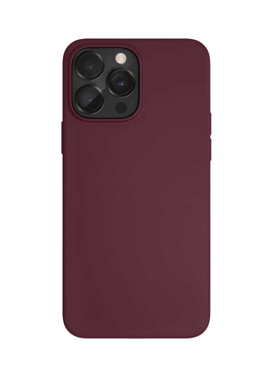 На фото изображено Чехол защитный VLP Silicone case с MagSafe для iPhone 14 Pro, марсала