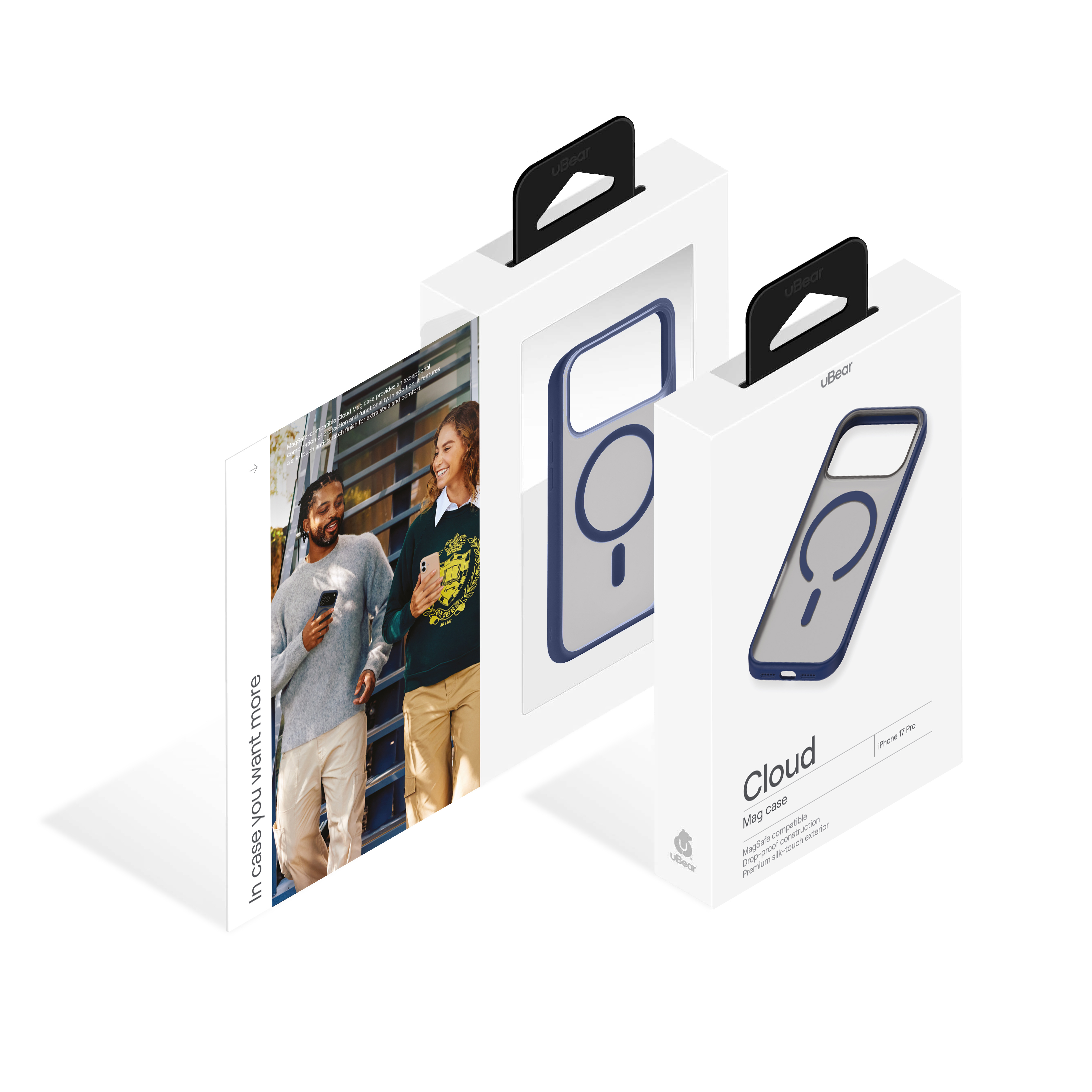 На фото изображено Чехол защитный uBear Cloud Mag Case для iPhone 17 Pro, MagSafe, синий