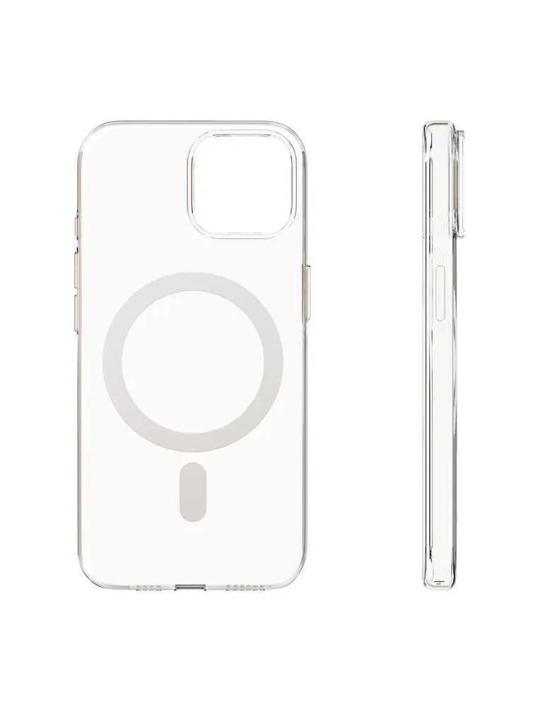 На фото изображено Чехол защитный VLP Crystal case с MagSafe для iPhone 14 Plus, прозрачный