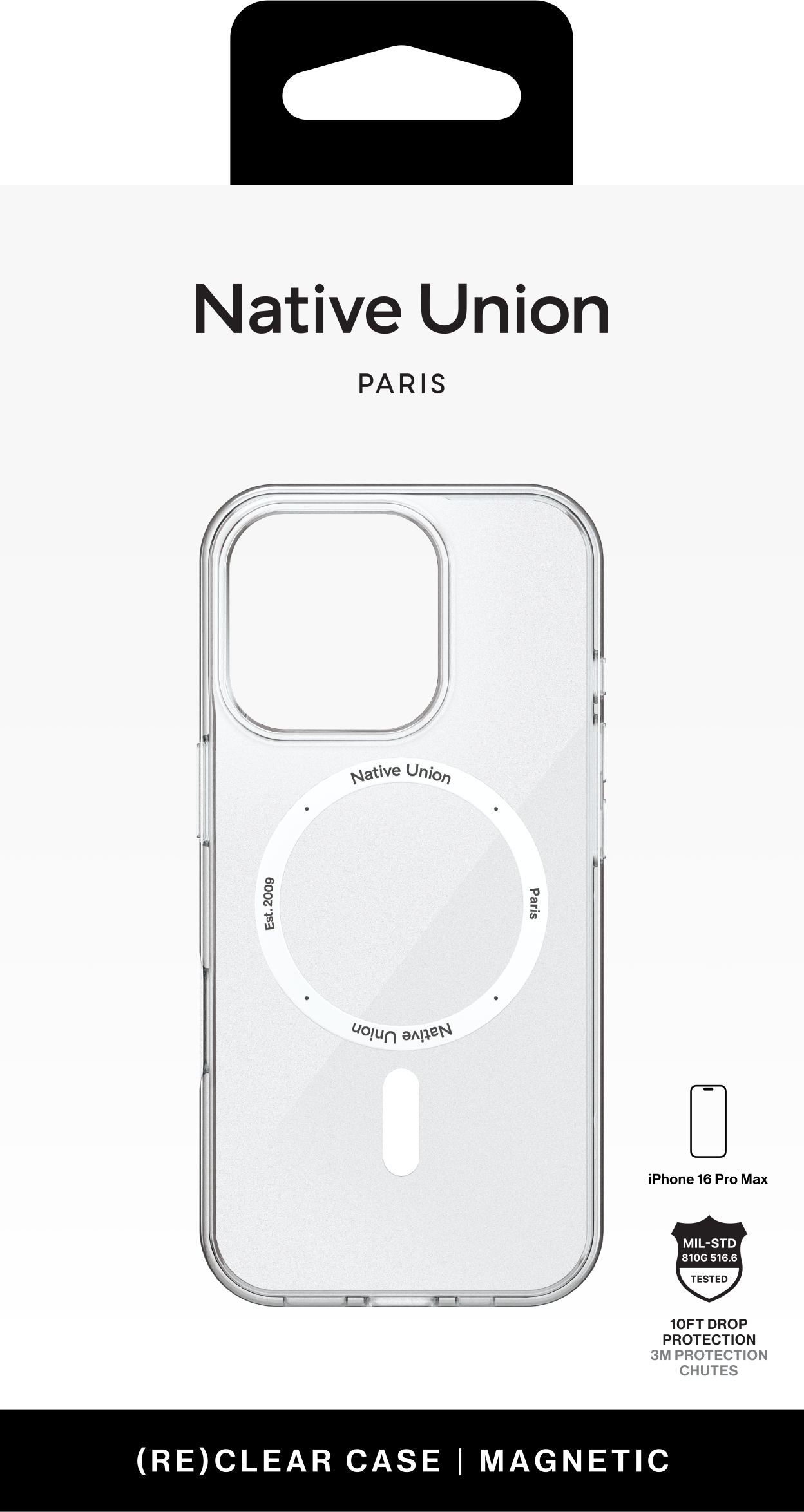 На фото изображено Чехол Native Union (RE)Classic Case MagSafe для iPhone 16 Pro Max, прозрачный