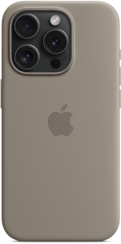 На фото изображено Чехол Apple MagSafe для iPhone 15 Pro, силикон, Платиново-серый