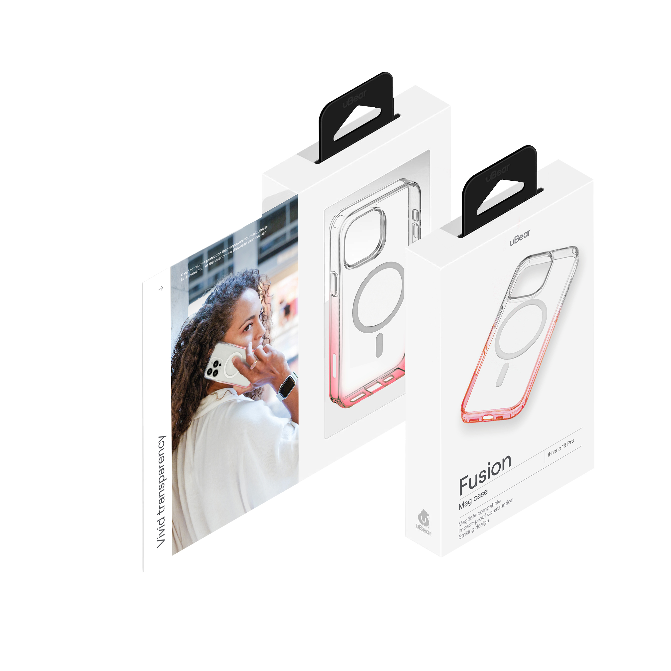 На фото изображено Чехол защитный uBear Fusion Mag Case для iPhone 16 Pro, неоновый розовый