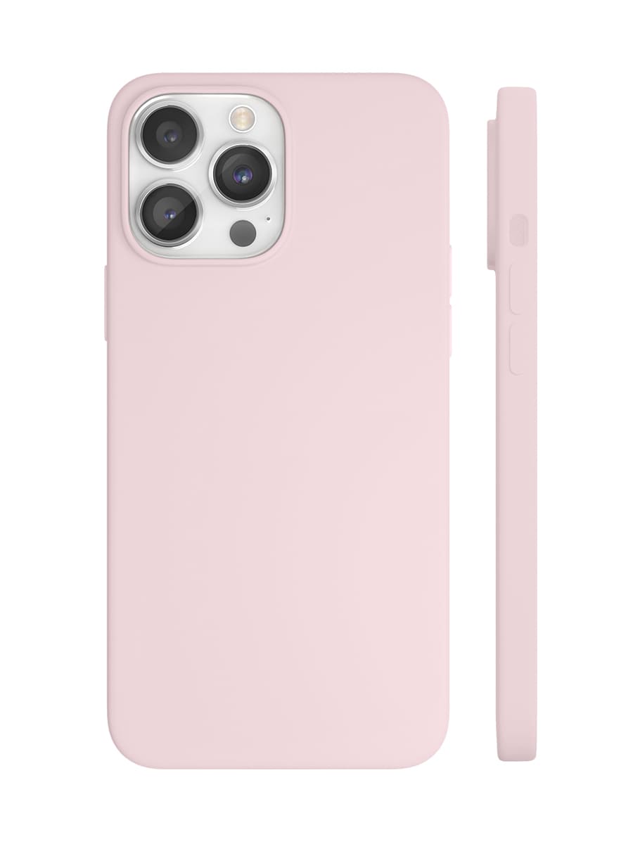На фото изображено Чехол защитный VLP Silicone case с MagSafe для iPhone 14 Pro, светло-розовый