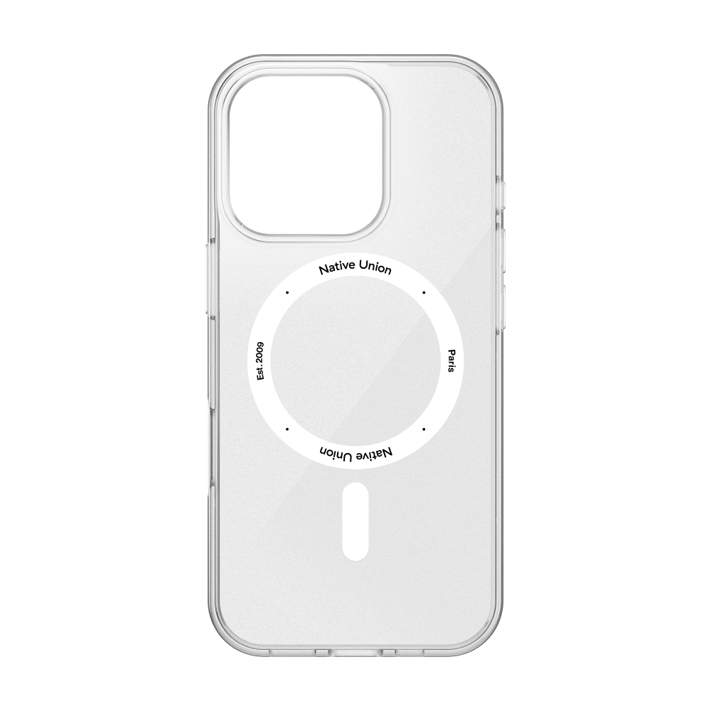 На фото изображено Чехол Native Union (RE)Classic Case MagSafe для iPhone 16 Pro, прозрачный