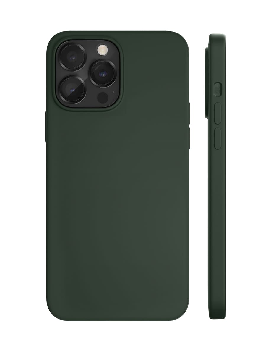 На фото изображено Чехол защитный VLP Silicone case с MagSafe для iPhone 14 Pro, темно-зеленый