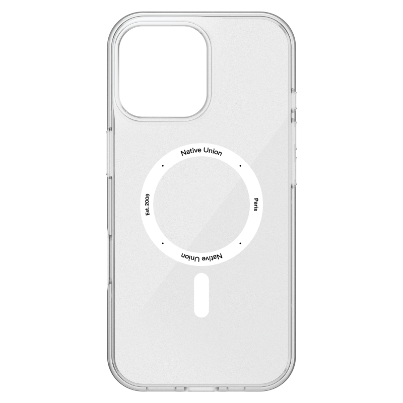На фото изображено Чехол Native Union (RE)Classic Case MagSafe для iPhone 16 Pro Max, прозрачный