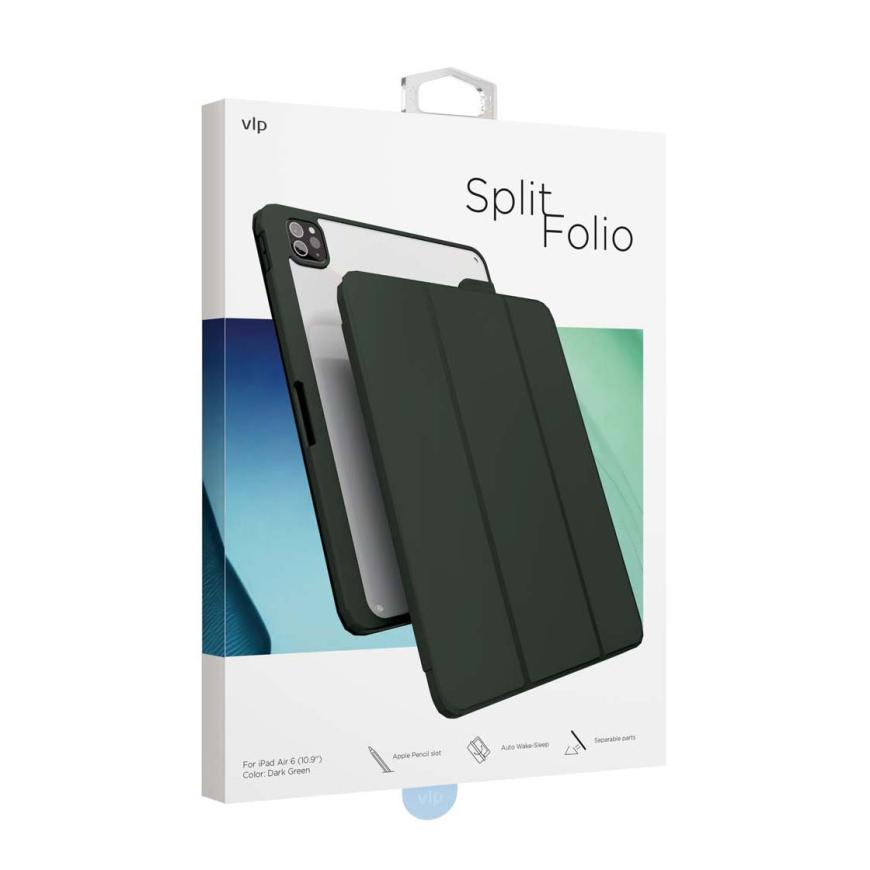 На фото изображено Защитный чехол VLP Split Folio для Apple iPad Air 11 (M2), зелёный