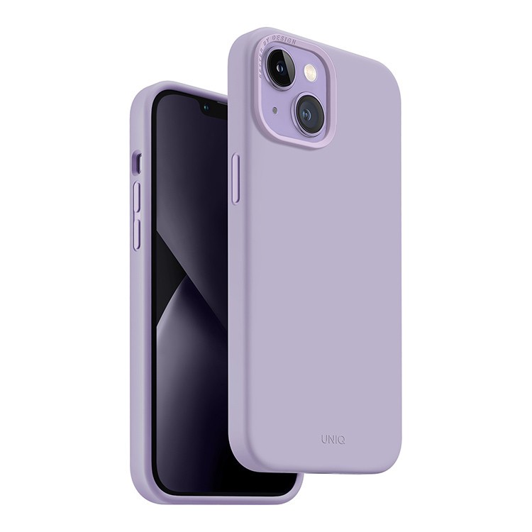 На фото изображено Чехол Uniq для iPhone 14 Plus LINO MagSafe, фиолетовый